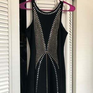 Bebe Black Embellished Fitted Dress